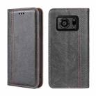 For Sharp Aquos R6 Grid Texture Magnetic Flip Leather Phone Case(Grey) - 1