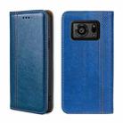 For Sharp Aquos R6 Grid Texture Magnetic Flip Leather Phone Case(Blue) - 1