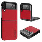 For Samsung Galaxy Z Flip4 5G LC.IMEEKE Shock-resistant Plain Leather All-inclusive Protective Case(Red) - 1