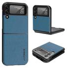For Samsung Galaxy Z Flip4 5G LC.IMEEKE Shock-resistant Plain Leather All-inclusive Protective Case(Blue) - 1