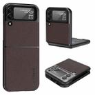 For Samsung Galaxy Z Flip4 5G LC.IMEEKE Shock-resistant Plain Leather All-inclusive Protective Case(Brown) - 1