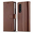 For Samsung Galaxy Z Fold4 5G LC.IMEEKE Calf Texture Leather Phone Case(Brown) - 1
