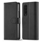 For Samsung Galaxy Z Fold4 5G LC.IMEEKE Calf Texture Leather Phone Case(Black) - 1
