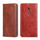 For Fujitsu Arrow Be4 Plus F-41B Gloss Oil Solid Color Magnetic Leather Phone Case(Brown) - 1