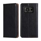 For Sharp Aquos R6 Gloss Oil Solid Color Magnetic Leather Phone Case(Black) - 1