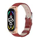 For Xiaomi Mi Band 7 / 7 NFC MIJOBS CS Metal Case Genuine Leather Top Layer Cowhide Watch Band(Red Rose Gold) - 1