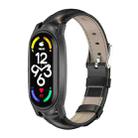 For Xiaomi Mi Band 7 / 7 NFC MIJOBS GT Metal Case Top Layer Cowhide Watch Band(Oil Black) - 1