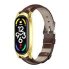 For Xiaomi Mi Band 7 / 7 NFC MIJOBS GT Metal Case Top Layer Cowhide Watch Band(Bamboo Coffee Black) - 1
