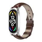 For Xiaomi Mi Band 7 / 7 NFC MIJOBS GT Metal Case Top Layer Cowhide Watch Band(Bamboo Coffee Silver) - 1