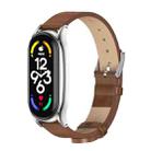 For Xiaomi Mi Band 7 / 7 NFC MIJOBS Plus Metal Case Microfiber Leather Watch Band(Brown Silver) - 1