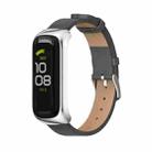 For Samsung Galaxy Fit 2 MIJOBS Metal Case Microfiber Leather Watch Band(Grey Silver) - 1