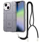 For iPhone 14 Plus Lanyard Rugged Shield TPU Phone Case (Grey) - 1