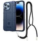 For iPhone 14 Pro Lanyard Rugged Shield TPU Phone Case(Blue) - 1