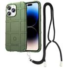 For iPhone 14 Pro Lanyard Rugged Shield TPU Phone Case(Green) - 1