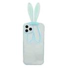 Luminous Bunny Ear Holder TPU Phone Case For iPhone 13 Pro Max(Transparent Blue) - 1