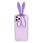 Luminous Bunny Ear Holder TPU Phone Case For iPhone 13 Pro Max(Transparent Purple) - 1