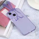 Luminous Bunny Ear Holder TPU Phone Case For iPhone 13(Transparent Purple) - 2