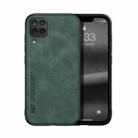 For Samsung Galaxy A12 Skin Feel Magnetic Leather Back Phone Case(Green) - 1