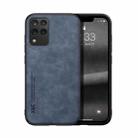 For Samsung Galaxy M33 Skin Feel Magnetic Leather Back Phone Case(Blue) - 1