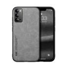 For Samsung Galaxy Note20 Skin Feel Magnetic Leather Back Phone Case(Galactic Grey) - 1