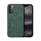 For Samsung Galaxy Note20 Skin Feel Magnetic Leather Back Phone Case(Green) - 1