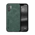 For Samsung Galaxy Note10+ Skin Feel Magnetic Leather Back Phone Case(Green) - 1