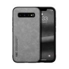 For Samsung Galaxy S10+ Skin Feel Magnetic Leather Back Phone Case(Galactic Grey) - 1