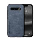 For Samsung Galaxy S10+ Skin Feel Magnetic Leather Back Phone Case(Blue) - 1