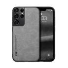 For Samsung Galaxy S21 Ultra 5G Skin Feel Magnetic Leather Back Phone Case(Galactic Grey) - 1