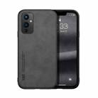 For OnePlus 9 Skin Feel Magnetic Leather Back Phone Case(Dark Grey) - 1