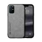 For OnePlus 8T Skin Feel Magnetic Leather Back Phone Case(Light Grey) - 1