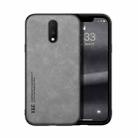 For OnePlus 7 Skin Feel Magnetic Leather Back Phone Case(Light Grey) - 1