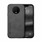 For OnePlus 7T Skin Feel Magnetic Leather Back Phone Case(Dark Grey) - 1