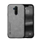 For OnePlus 7T Pro Skin Feel Magnetic Leather Back Phone Case(Light Grey) - 1
