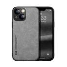 For iPhone 13 mini Skin Feel Magnetic Leather Back Phone Case (Light Grey) - 1