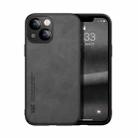 For iPhone 13 Skin Feel Magnetic Leather Back Phone Case(Dark Grey) - 1