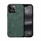 For iPhone 13 Pro Skin Feel Magnetic Leather Back Phone Case (Green) - 1