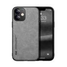 For iPhone 12 mini Skin Feel Magnetic Leather Back Phone Case (Light Grey) - 1