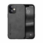 For iPhone 12 mini Skin Feel Magnetic Leather Back Phone Case (Dark Grey) - 1