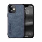 For iPhone 12 Skin Feel Magnetic Leather Back Phone Case(Blue) - 1