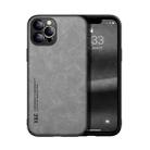 For iPhone 12 Pro Skin Feel Magnetic Leather Back Phone Case(Light Grey) - 1