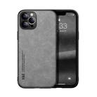 For iPhone 12 Pro Max Skin Feel Magnetic Leather Back Phone Case(Light Grey) - 1