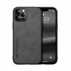 For iPhone 12 Pro Max Skin Feel Magnetic Leather Back Phone Case(Dark Grey) - 1