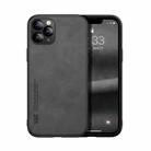 For iPhone 11 Pro Skin Feel Magnetic Leather Back Phone Case (Dark Grey) - 1