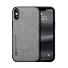 For iPhone X / XS Skin Feel Magnetic Leather Back Phone Case(Light Grey) - 1