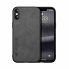 For iPhone X / XS Skin Feel Magnetic Leather Back Phone Case(Dark Grey) - 1