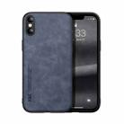 For iPhone X / XS Skin Feel Magnetic Leather Back Phone Case(Blue) - 1