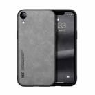 For iPhone XR Skin Feel Magnetic Leather Back Phone Case(Light Grey) - 1