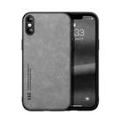 For iPhone XS Max Skin Feel Magnetic Leather Back Phone Case(Light Grey) - 1