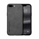 Skin Feel Magnetic Leather Back Phone Case For iPhone 7 Plus / 8 Plus(Dark Grey) - 1